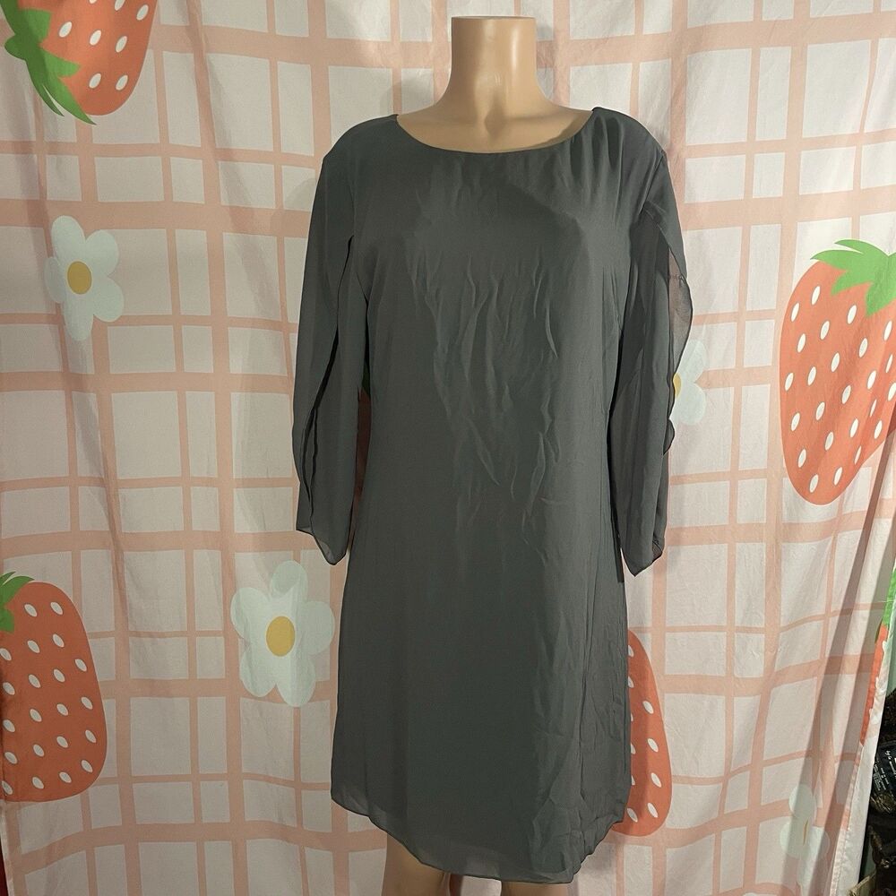 Grace Karin 3/4 Ruffle Sleeve Work Party Pencil Dress Solid Gray Size Large